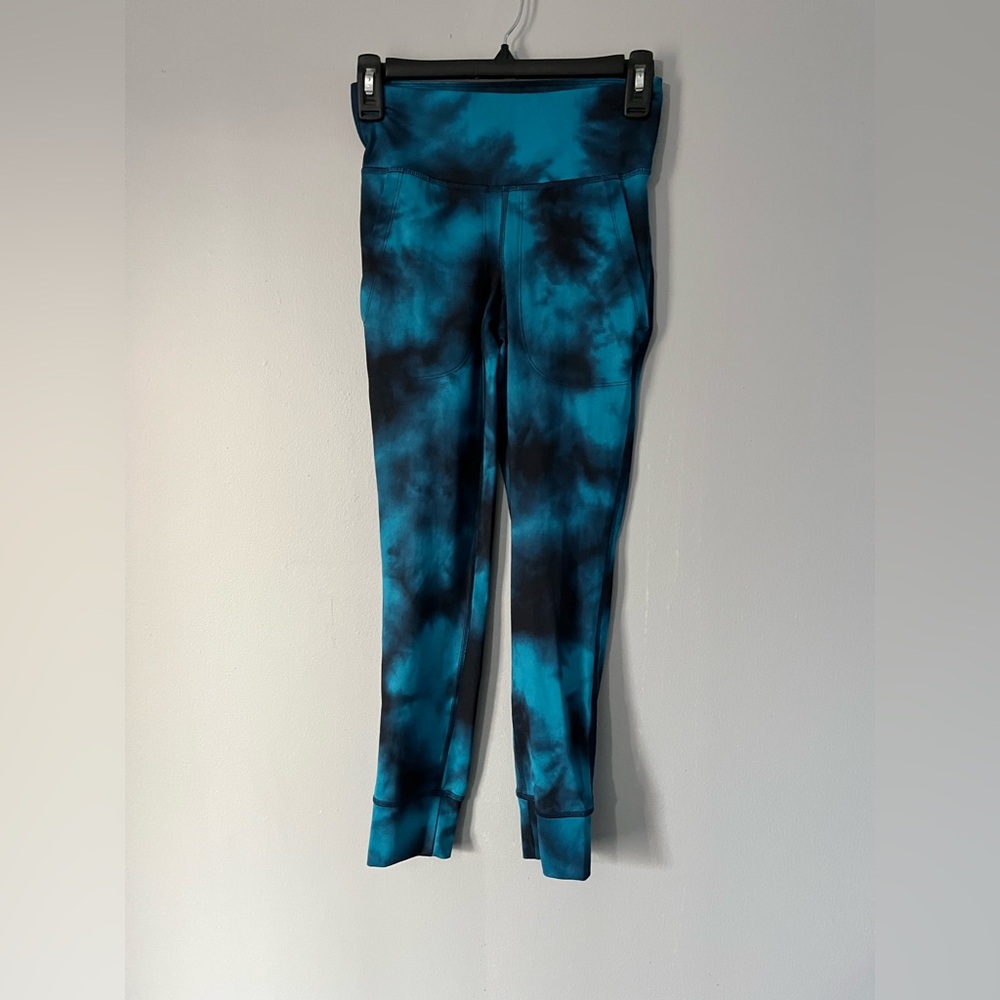 Champion Womens Cropped Jogger with pockets blue and black tie dye Size xsmall